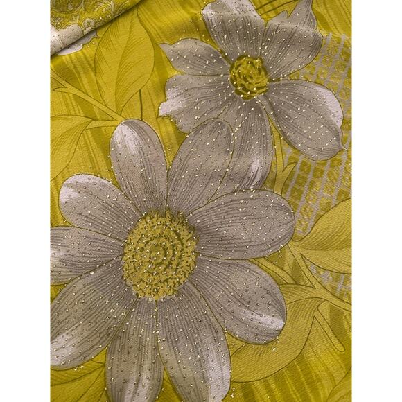 Women’s Yellow Floral Sheer Embellished Oversized Scarf Wrap - Picture 6 of 8